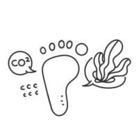 hand drawn doodle footprint with nature co2 symbol illustration vector