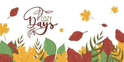 Harvest autumn leaves frame template with lettering. Vector llustration with place for text, photo. Thanksgiving Design element for sale, card, web, background, invitation, banner and flyers.