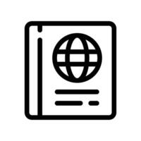 Passport line icon. Document book with world verify symbol. Citizenship ID for traveler. Air travel international document. Visa legal immigration Vector illustration Design on white background EPS 10