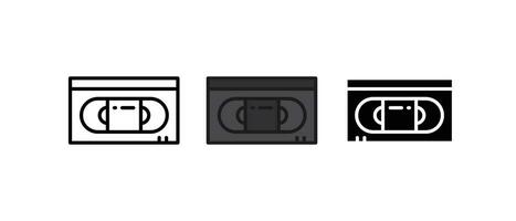 Video Home System, vintage style for movie storage, is a storage media for audio or video recording. Front view of VHS illustration. Vhs icon. Vector illustration. Design on white background. EPS 10.