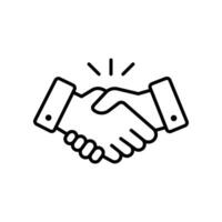 commitment meeting agreement Line icon style. Hand shake for deal contract, partnership, teamwork, business greeting. Simple outline for web app.Vector illustration. Design on White background. EPS 10 vector