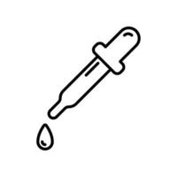 Dropper picker lab Line icon style. Pipette with liquid eye dropper medical. Droplet test in science chemical laboratory for web, app symbol. Vector illustration. Design on white background. EPS 10