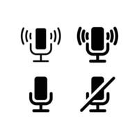 Microphone muted and unmuted icon set. Classic mic shape. Vector design.