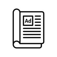 Ads book advertisement Line icon style. Advertising news in publish article for media marketing information. paper stack of online book order. Vector illustration. Design on white background. EPS 10