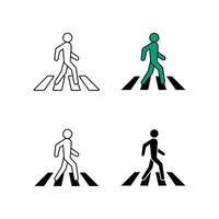 Please be careful, pedestrians will cross the road. Pedestrian crossing warning, safety sign in crosswalk or traffic sign. Crosswalk icon. Vector illustration. Design on white background. EPS 10