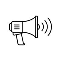 megaphone speaker ads. Noisy loudspeaker, mute and unmute volume symbol. announcement sign with bullhorn. Marketing advertising line icon style Vector illustration. Design on white background EPS 10