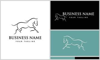 horse head line logo template vector