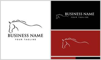 horse head line logo template vector