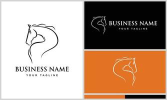 horse head line logo template vector