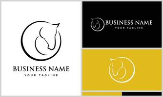 horse head line logo template vector