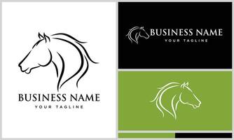 horse head line logo template vector