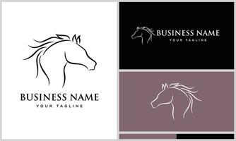 horse head line logo template vector