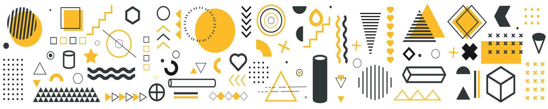 Geometric shapes. Memphis design, retro elements for web, vintage, advertisement, commercial banner, poster, leaflet, billboard, sale. Collection trendy halftone vector geometric shapes.