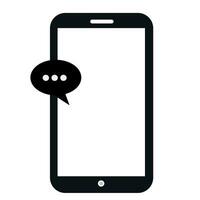 Smartphone with speech bubbles icon. Concept set of mobile phone messaging, sms communication with blank speech bubble, new mail message interface template form on smartphone. Vector