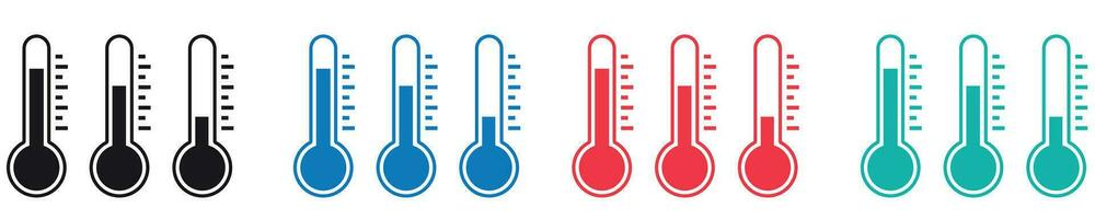 Temperature symbol set. Thermometer symbols, temperature scale, weather icons. Vector illustration