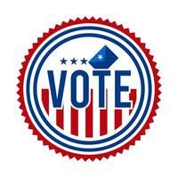 Presidential Election Vote Badge. USA Patriotic Stars and Stripes. United States of America Democratic or Republican President Party Support Pin, Stamp, Brooch or Button. vector