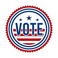 Presidential Election Vote Badge. USA Patriotic Stars and Stripes. United States of America Democratic or Republican President Party Support Pin, Stamp, Brooch or Button. vector