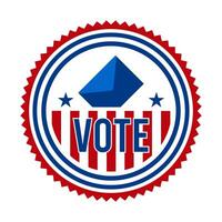Presidential Election Vote Badge. USA Patriotic Stars and Stripes. United States of America Democratic or Republican President Party Support Pin, Stamp, Brooch or Button. vector