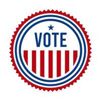 Presidential Election Vote Badge. USA Patriotic Stars and Stripes. United States of America Democratic or Republican President Party Support Pin, Stamp, Brooch or Button. vector