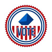 Presidential Election Vote Badge. USA Patriotic Stars and Stripes. United States of America Democratic or Republican President Party Support Pin, Stamp, Brooch or Button. vector