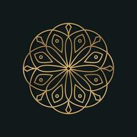 Logo design in arabic and islamic style decorated with gometric and floral patterns with elegant outlines vector