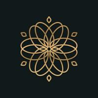 Logo template design with outline geometric arabic and islamic pattern on a black background vector