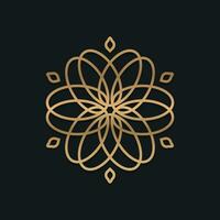 Logo template design with outline geometric arabic and islamic pattern on a black background vector