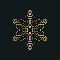 Abstract logo with elegant ornamental gold pattern vector