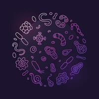 Bioengineering vector Science concept thin line purple round banner - Bio Engineering illustration