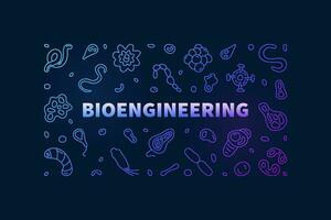 Bioengineering vector Research concept horizontal blue outline banner - Bio Engineering creative illustration