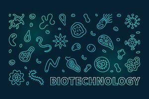 Biotechnology Science concept vector colored horizontal line banner or illustration