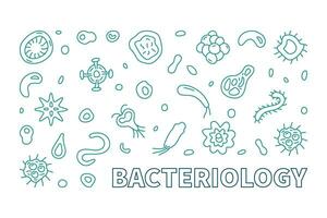 Bacteriology vector Microbiology Science concept outline horizontal banner