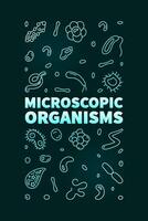 Microscopic Organisms vector Bacteriology concept line colored vertical banner - Microorganisms illustration