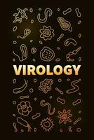 Virology vector Micro Biology and Virus concept outline golden illustration or vertical banner