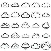 Black Outline Cloud Sky Icon Set vector