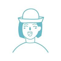 pretty woman in straw hat illustration vector