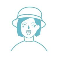 beautiful tourist girl with summer hat vector