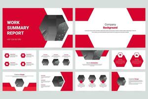 Red modern marketing company slide presentation template vector