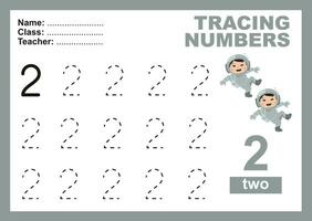 Trace and write number for children. Exercise for children to recognize the number. Educational worksheet for preschool vector