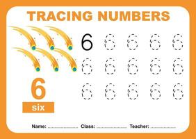 Trace and write number for children. Exercise for children to recognize the number. Educational worksheet for preschool vector