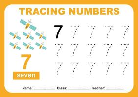 Trace and write number for children. Exercise for children to recognize the number. Educational worksheet for preschool vector