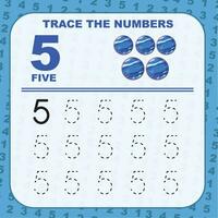 Trace and write number for children. Exercise for children to recognize the number. Educational worksheet for preschool vector