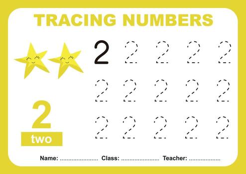rastro y escribir número para niños. ejercicio para niños a reconocer el número. educativo hoja de cálculo para preescolar vector