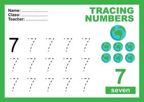 Trace and write number for children. Exercise for children to recognize the number. Educational worksheet for preschool vector