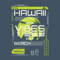 Hawai paraíso en playa tema gráficos diseño, surf tipografía, t camisa vectores, verano aventuras vector