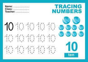Trace and write number for children. Exercise for children to recognize the number. Educational worksheet for preschool vector