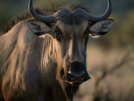 Gnu portrait created with Generative AI technology photo