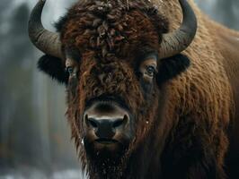 Bison portrait created with Generative AI technology photo