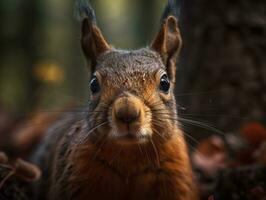 Squirrel portrait created with Generative AI technology photo