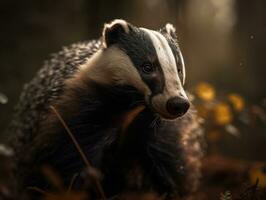 Badger portrait created with Generative AI technology photo